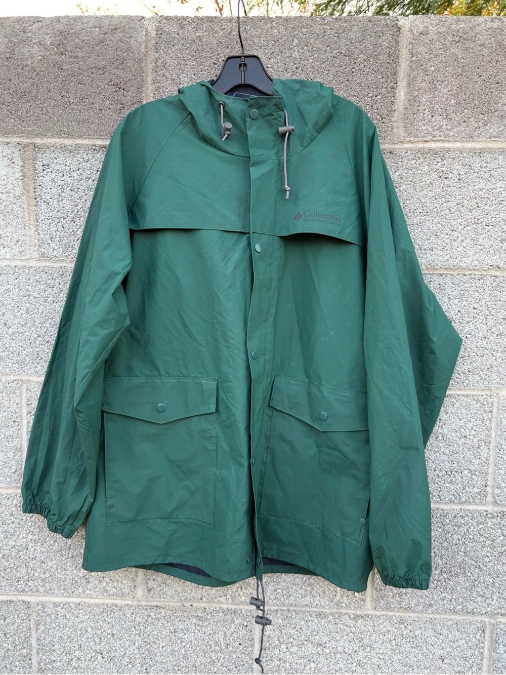 Vintage Columbia Rain Jacket* Mens Medium Hooded Waterproof PVC Outdoor Gorpcore